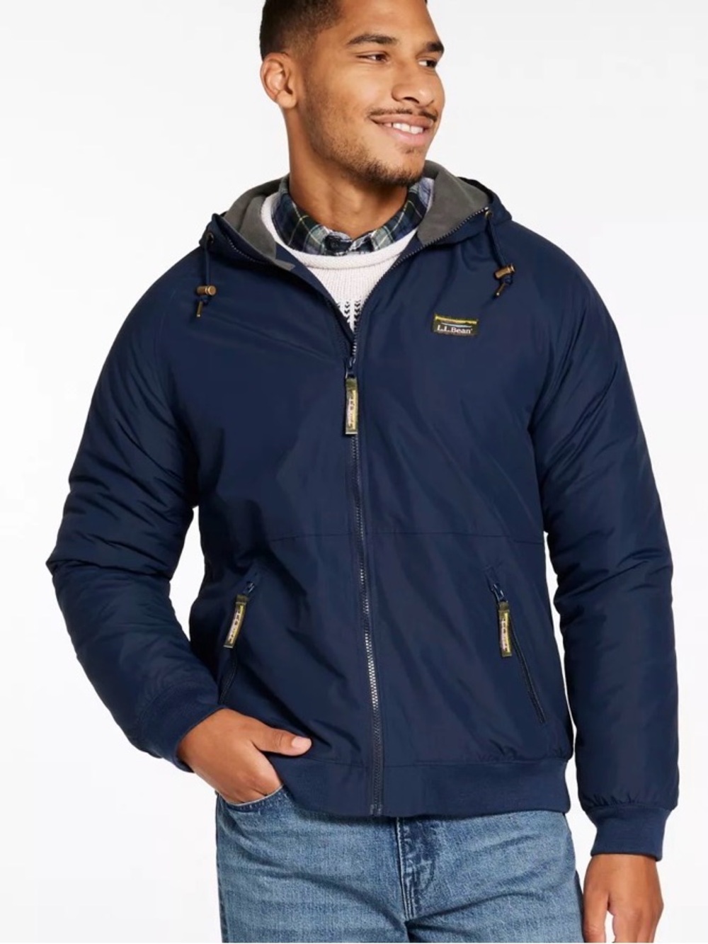 L.L. Bean Men’s Insulated 3- Season Bomber Hooded Jacket Size XL